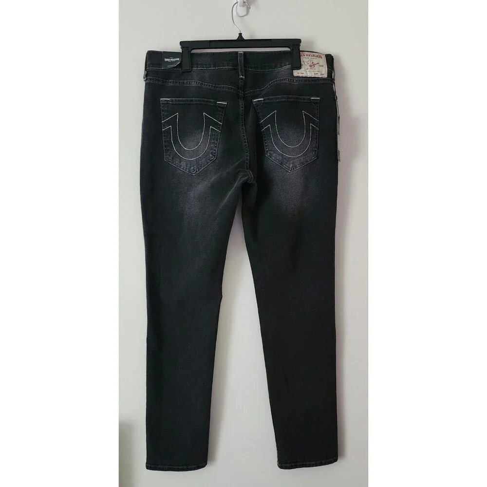 NWT True Religion Rocco Relaxed Skinny Jeans Men's 36 Grey Gloomy Wash 701449